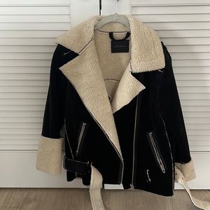 BlankNYC Velvet and Shearling Moto jacket